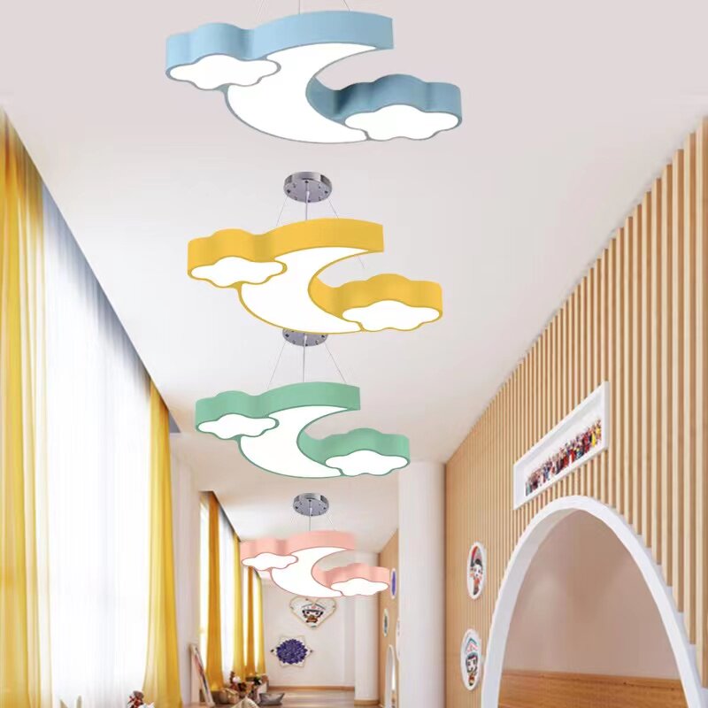 LED Creative Moon Cloud Chandelier Kindergarten Cartoon Lamp Early Education Children's Playground Training Institution Shape