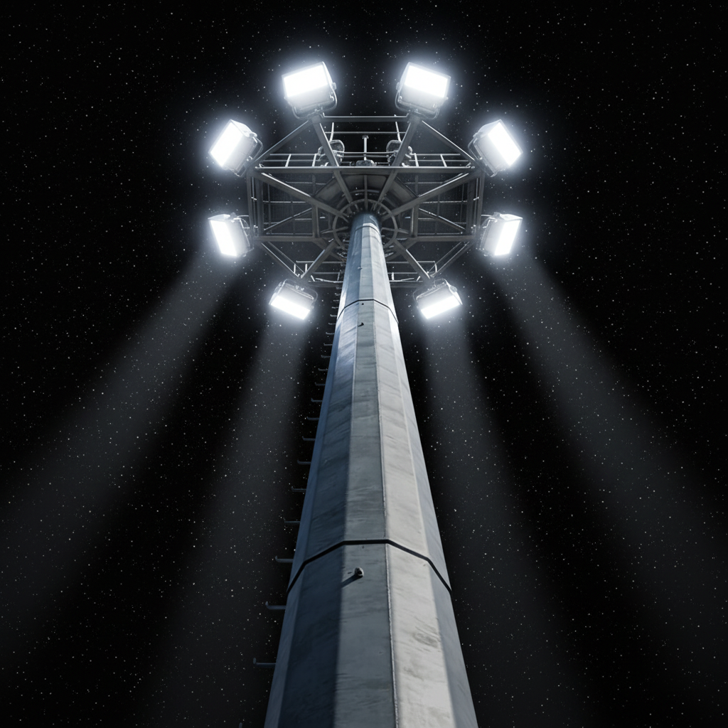 15M 25M 30M 40M High Mast Light Pole Stadium Football Field Tennis Court Construction Site Airport 1500W 1800W LED Sport Light