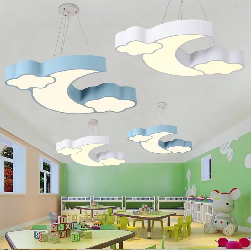 LED Creative Moon Cloud Chandelier Kindergarten Cartoon Lamp Early Education Children's Playground Training Institution Shape