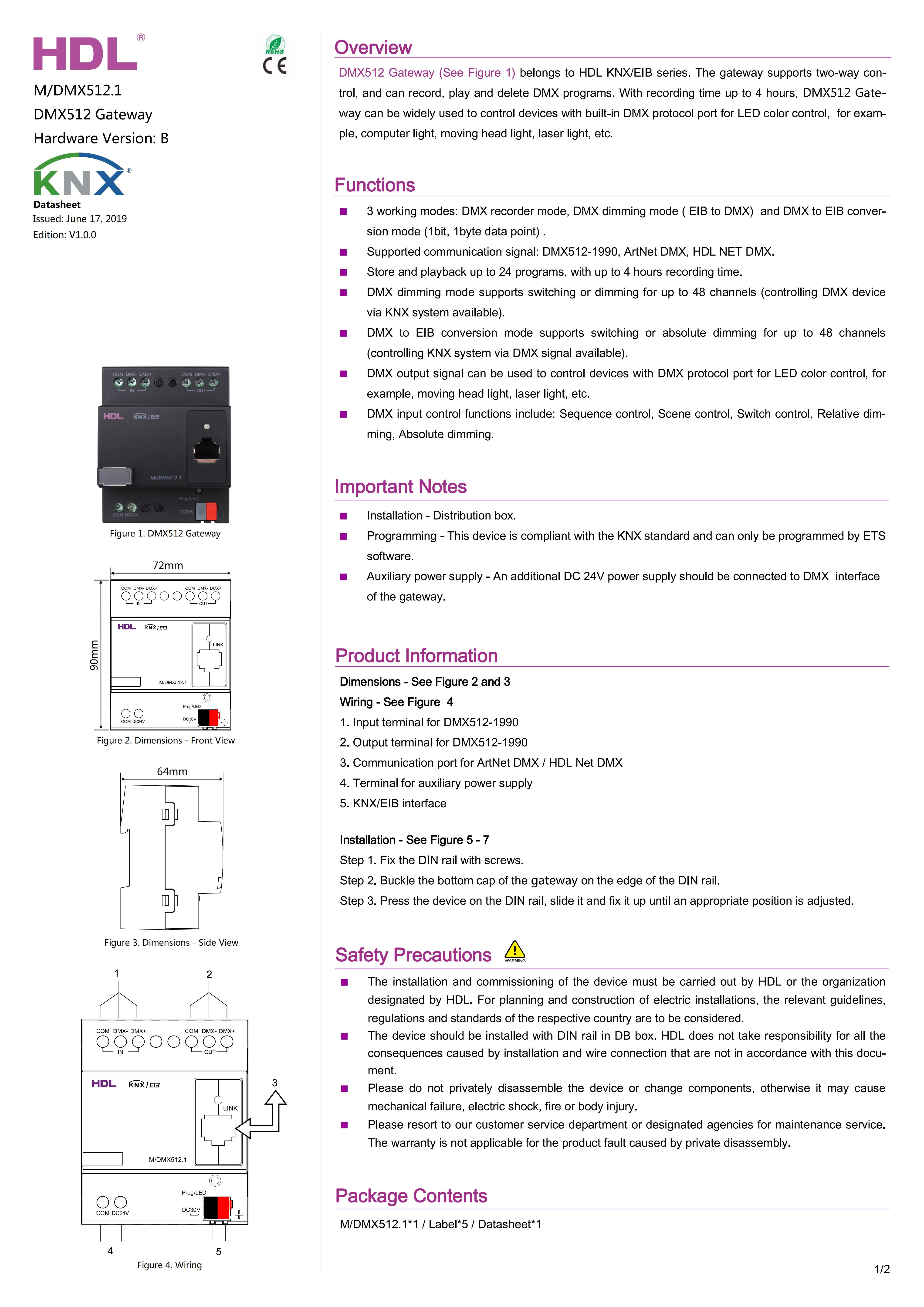 KNX HDL-M/DMX512.1 App Control Plastic Building Control System Smart Switch Module for Smart Home Systems EU
