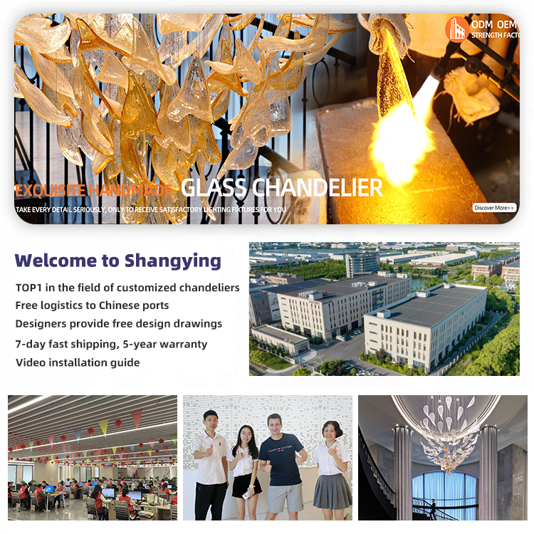 Modern Luxurious Hotel Project Lighting Long Adjustable Height Large Lobby Hall Maple Leaf Glass Customized LED Chandelier E14