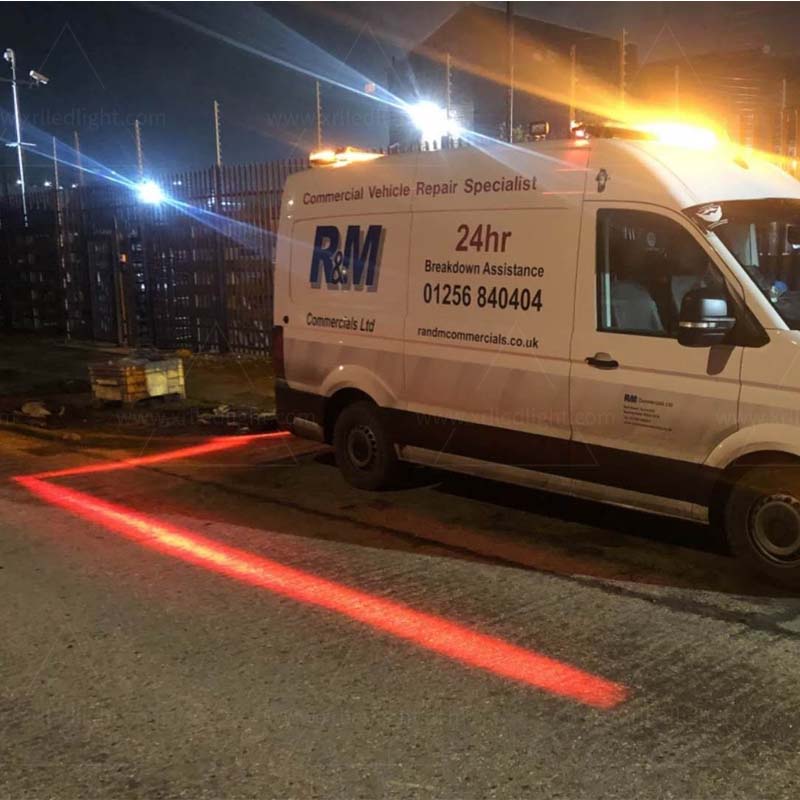 Hot 10-80V DC Led Red Zone Danger Area Warning Light. Blue Line Safety Lights Warehouse Forklift Safety Halo System