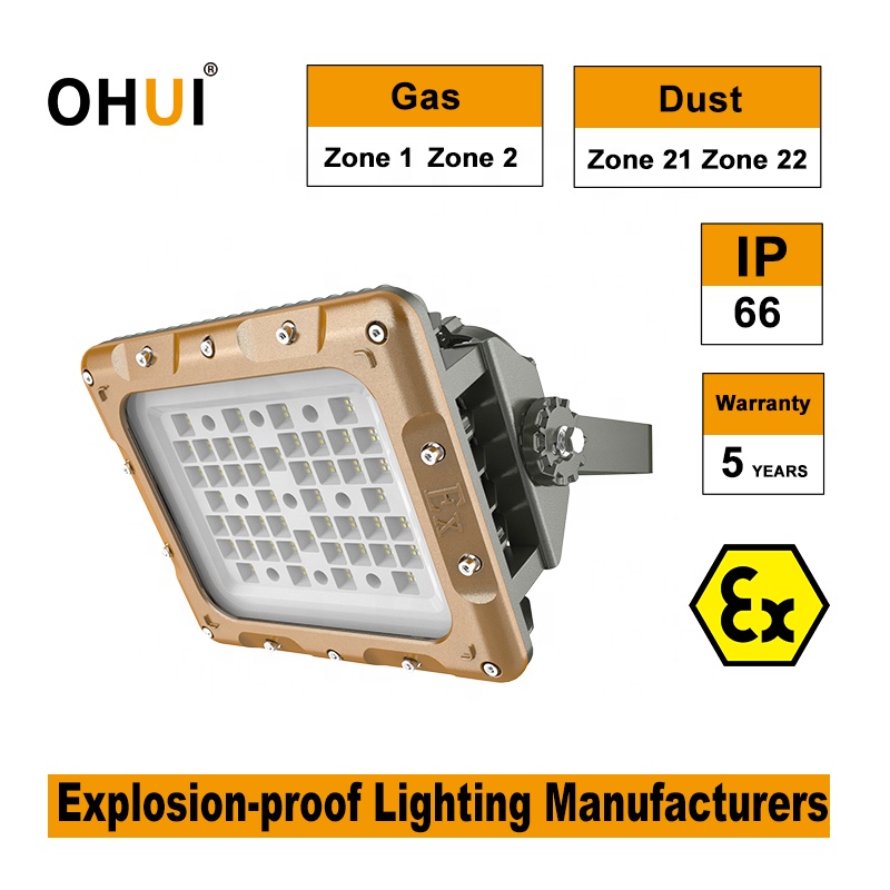 Zone 1 Zone 2 ATEX Hazardous Area LED Explosion Proof Light For Gas Station Industrial Explosion Proof Lighting
