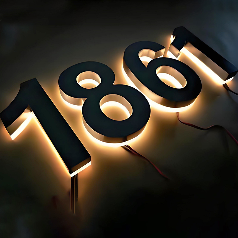 Custom Stainless Steel Business Led Sign Logo Metal Backlit Signs Led Illuminated Light Sign Shop Store Front Sign With Lights