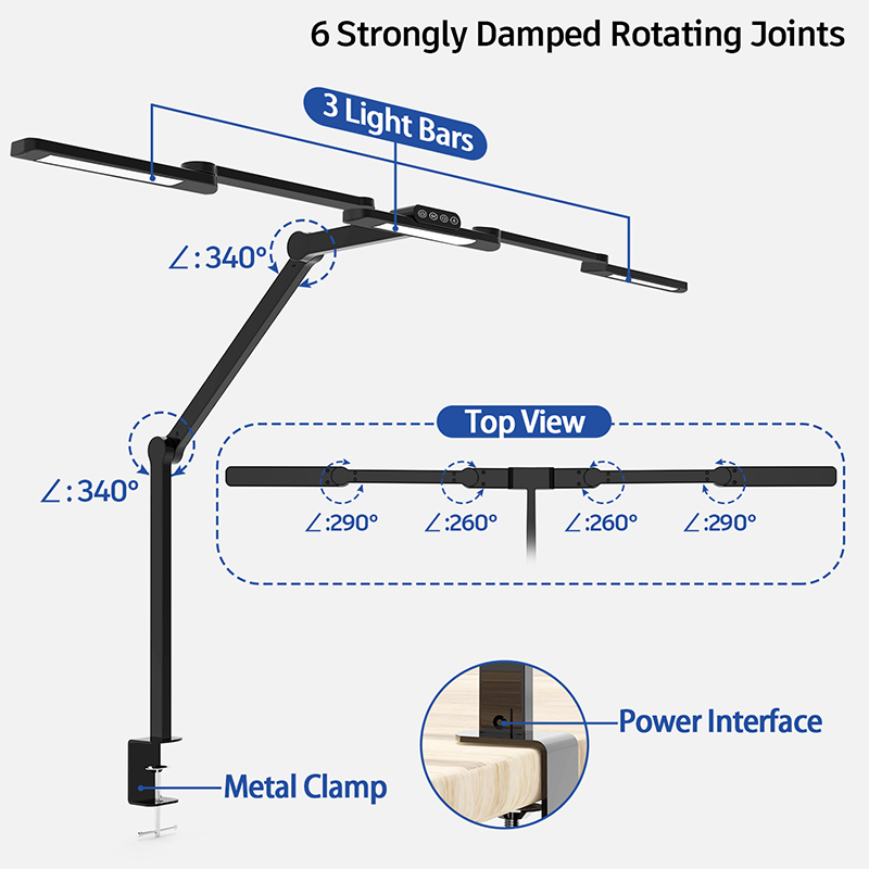 Luxury Office Home Hotel Reading Room Design Monitor Desktop Screen Swing Arm Metal Led Desk Lamp Table Light