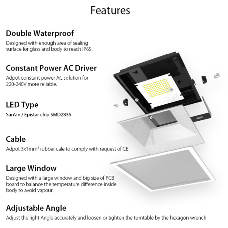 Smart Flood Light Garden Building Lighting RGBCW IP65 Angle Adjustable TUYA App Control Outdoor Flood Light Support Dimming