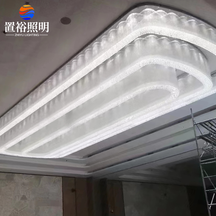 Premium Product Custom-made Project Large Crystal LED Ceiling Light Upscale Restaurant Commercial Center Ceiling Lamps