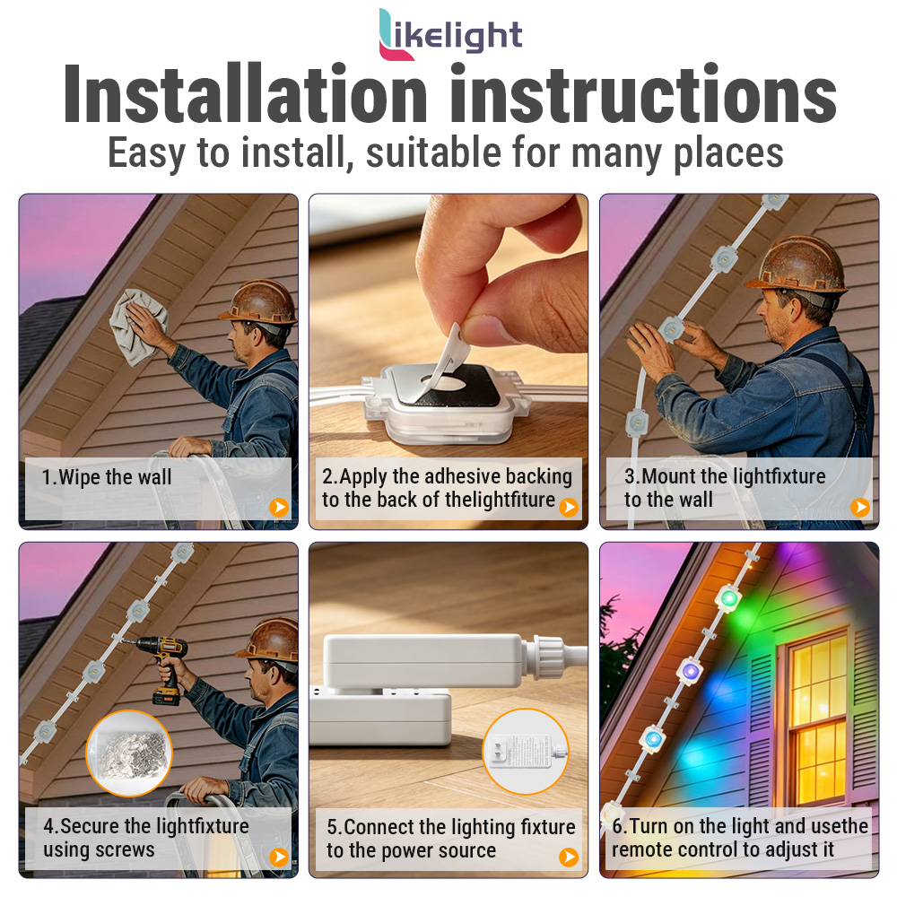 Premium Quality Permanent Outdoor Eave Lights System for Residential Architectural RGB Lighting DC24V/36V WS2811 App Control
