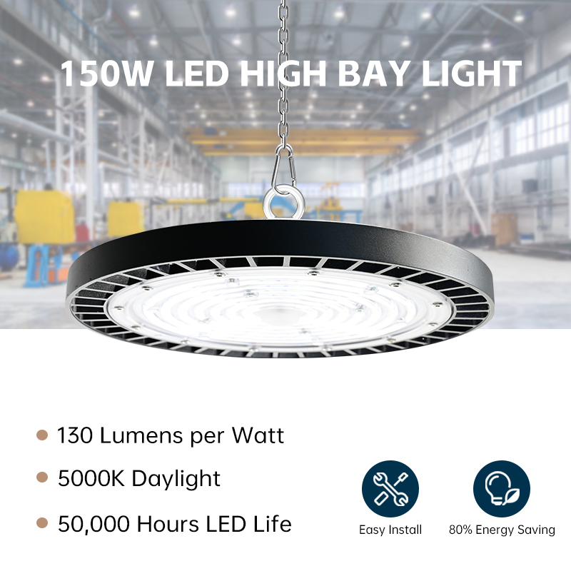 Premium Quality Round UFO LED High Bay Light 150W IP65 Integrated Driver for Industrial Facility Lighting