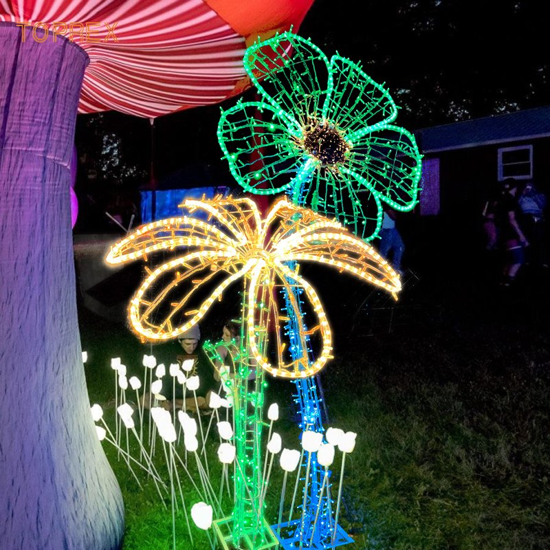 Toprex Commercial Center Christmas Decorations Extra-Large Flower Outdoor Garden LED Light Displays Lighting