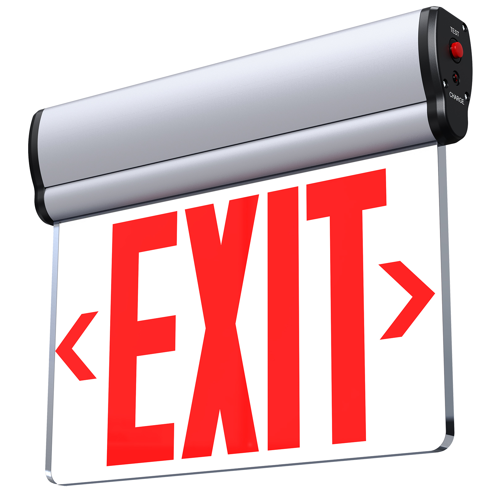 Aluminum Fire Emergency Exit Sign Light With LED Ni-Cd Battery IP20 White Light 2-Hour Backup Edge Lit Exit Sign