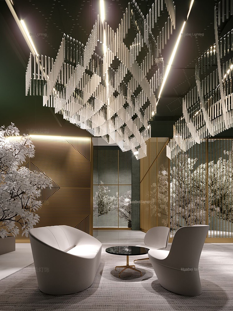 Customized Glass Chandelier for Hotel/Villa/Restaurant-LED Adjustable Height Dimmable 2700K-6500K Color Temp 5-Year Warranty