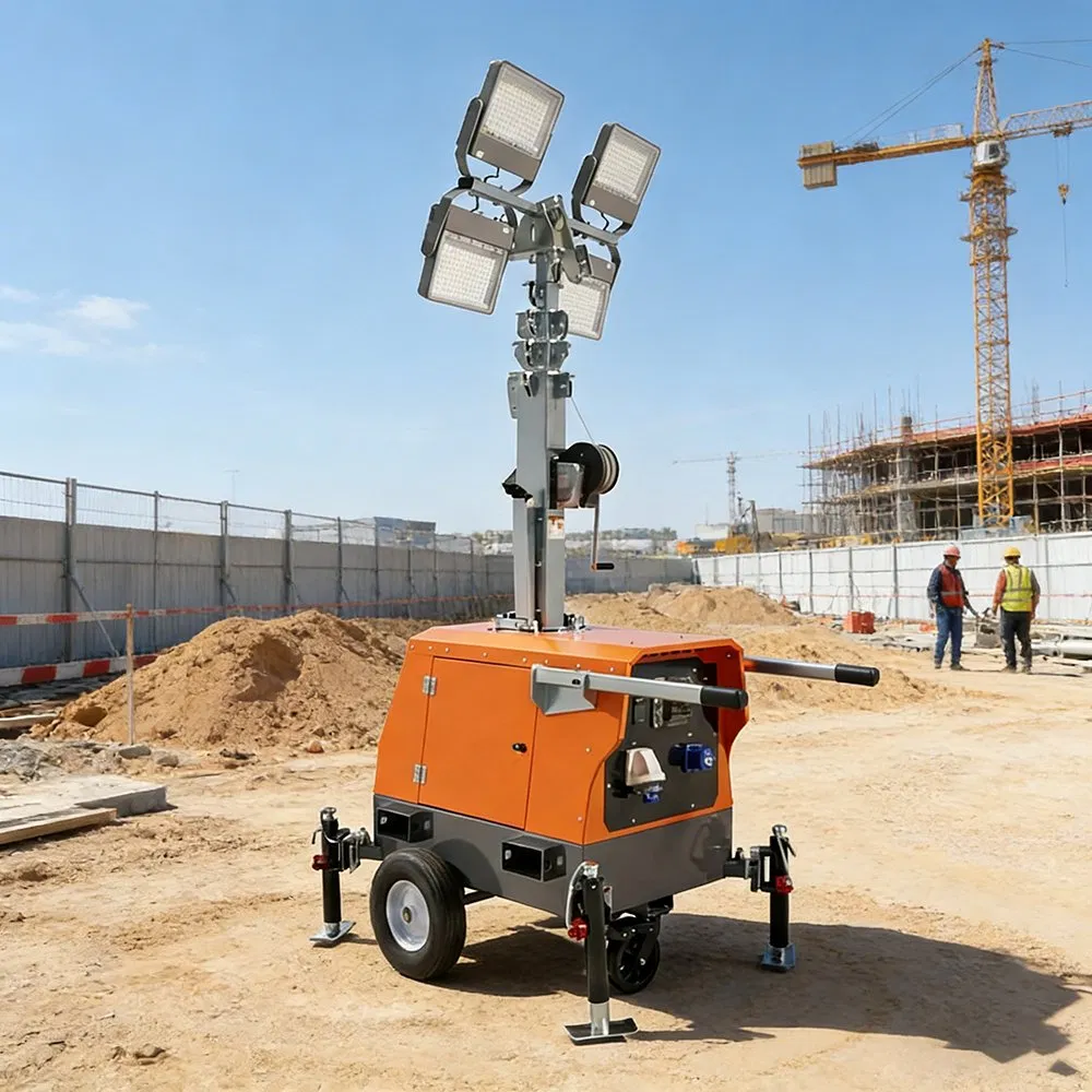 Plug-in Mobile Lighting Tower for Mining Site and Industrial Facility Night Operations