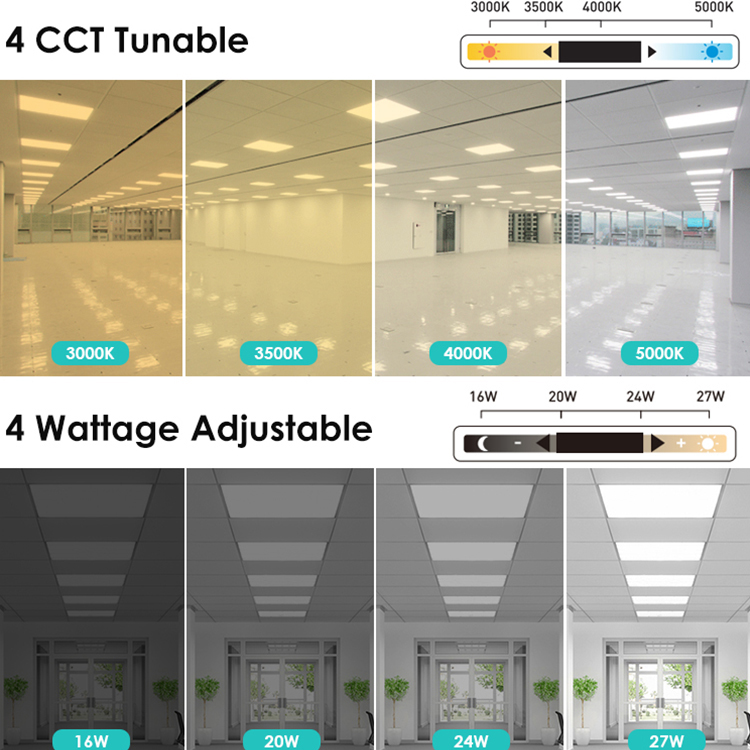 Commercial Hotel Office Indoor Dimmable Square Slim Ceiling Mount Led Backlit Panel Light With Motion Sensor