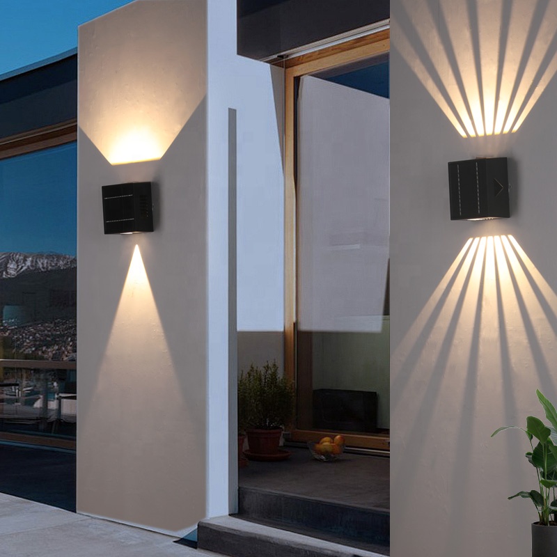 Modern Outdoor Waterproof Wall Lights Up Down Solar Power Led Fence Wall Mount Lights