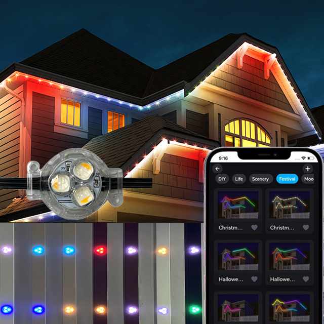 HRSYT Permanent Christmas String Holiday Building Intelligent Control System Facade Lighting Rgbw Permanent Lights