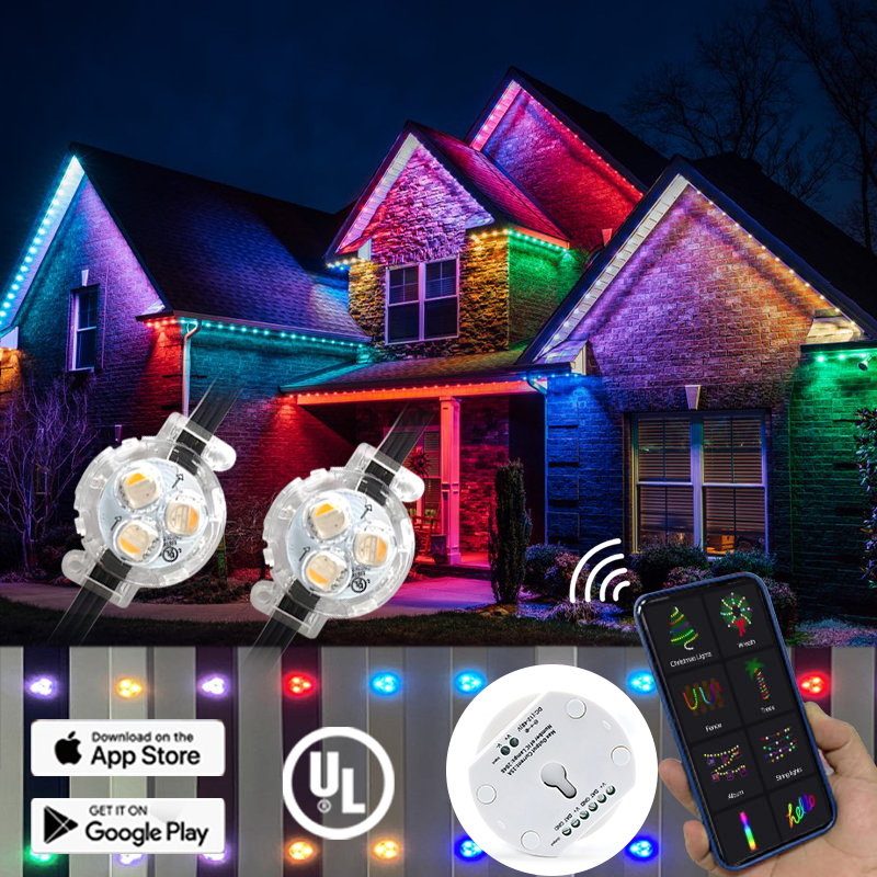 IPX Pixel Outdoor LED PVC Point Light Controller App Addressable Smart Christmas Lights Garden Permanent Use IP67 Rated