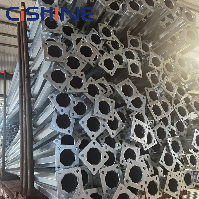 15ft 20ft 25ft 30ft 35ft 40ft 6M 8M 9M Octagonal Conical Conical Solar Steel Street Light Lamp Poles Galvanized Post For Highway