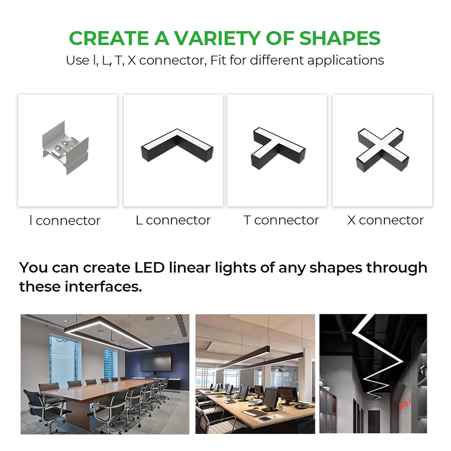 1.2m1.5m 50W/40W Linkable Office Light Fixture 3000K-5000K Selectable LED Ceiling Hanging Basement Shop Dining Room bar CE Rohs