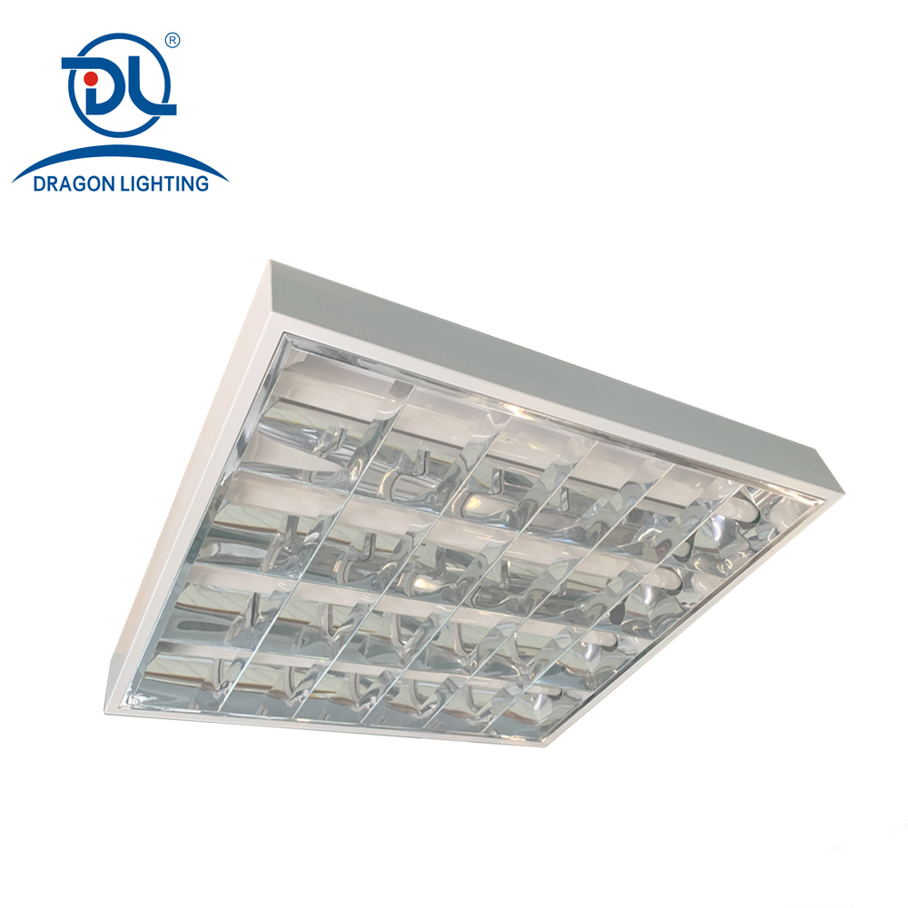 4X8W Recessed Louver Type Troffer Fixture Office T8 Led Grille Fluorescent Light Fixture