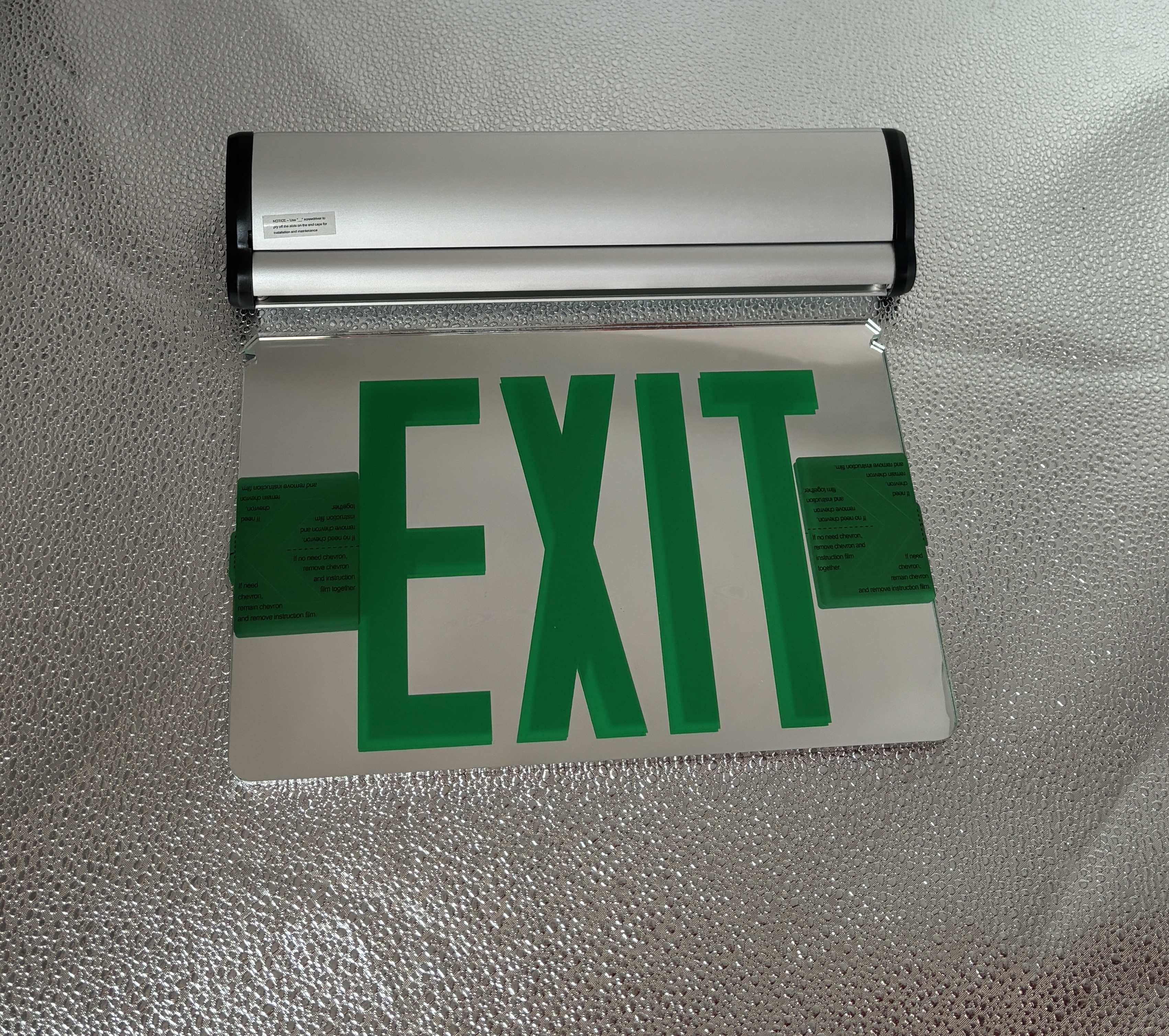 Aluminum Fire Emergency Exit Sign Light With LED Ni-Cd Battery IP20 White Light 2-Hour Backup Edge Lit Exit Sign
