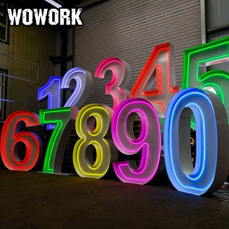 Metal RGB Led 3ft 4ft 5ft 120cm Giant Large Light Up Big Neon Marquee Letter Number Stackable For Wedding Party Event Decoration