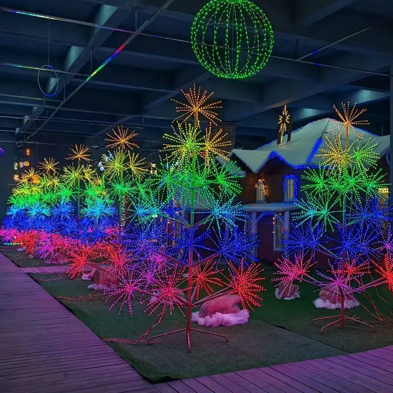 Outdoor LED Christmas Decoration 12V RGB Fireworks Tree Motif Landscape Lighting for Street
