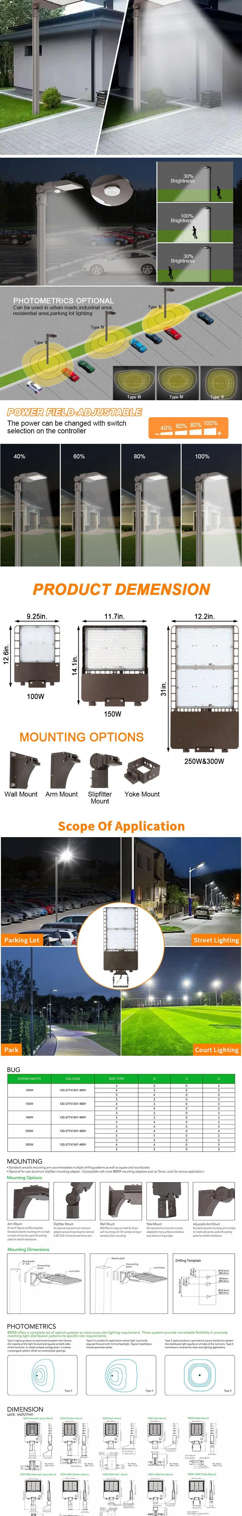Modern Bright LED Stylish Outdoor Design Urban Commercial Areas Street Lighting Specifications