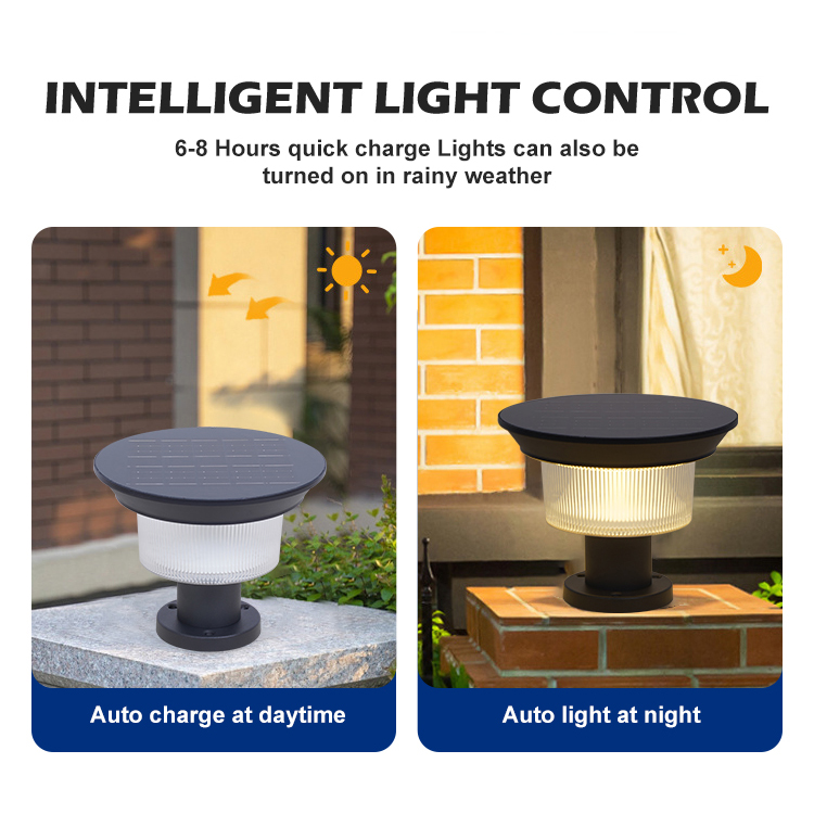 Outdoor Ip65 Waterproof Solar Powered Garden Post Lights Led Pillar Light Park Landscape Solar Lawn Lamp