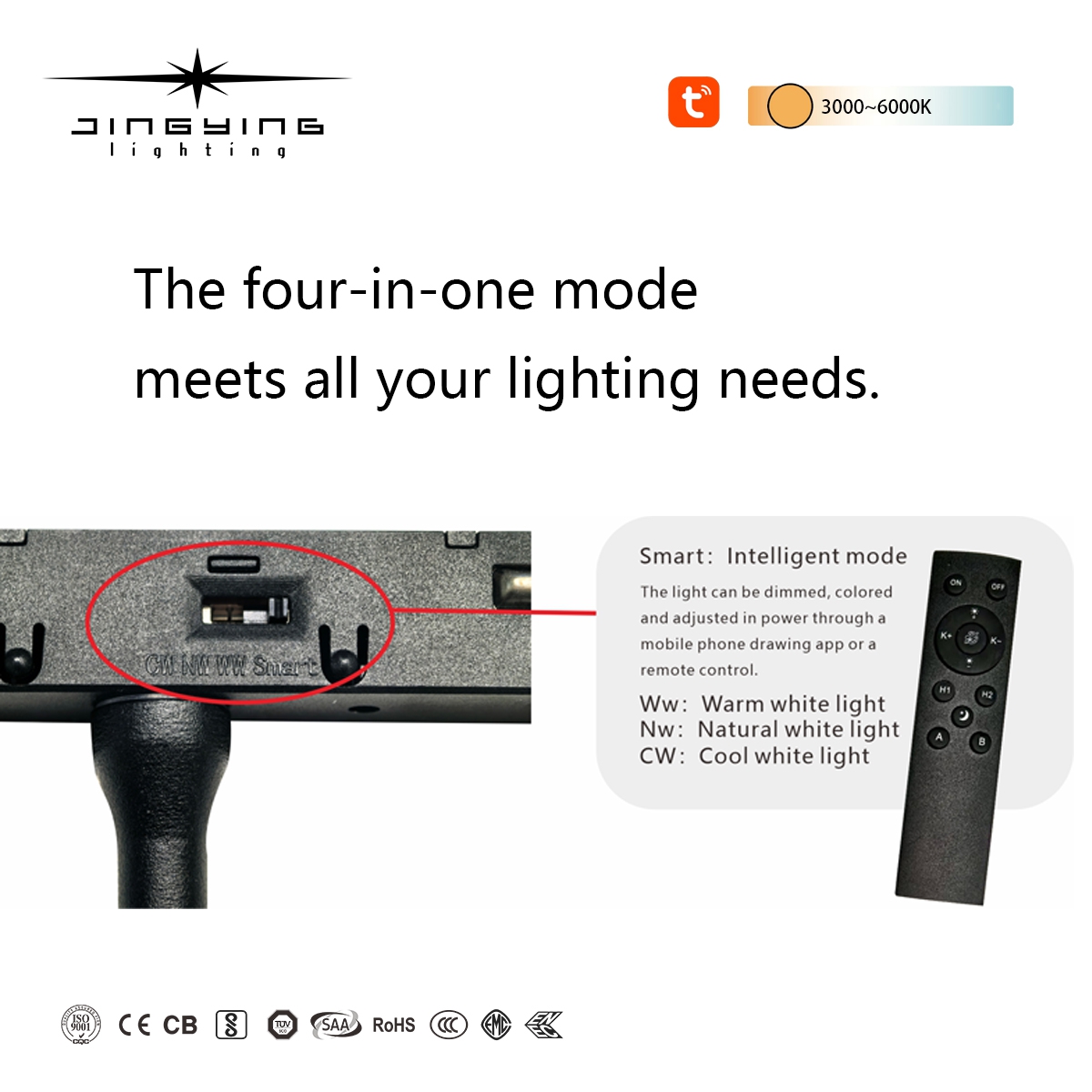 Modern COB LED Aluminum Magnetic Track Light Grill Light with High CRI 90 and 3000-6000K Color Temperature for Hotel