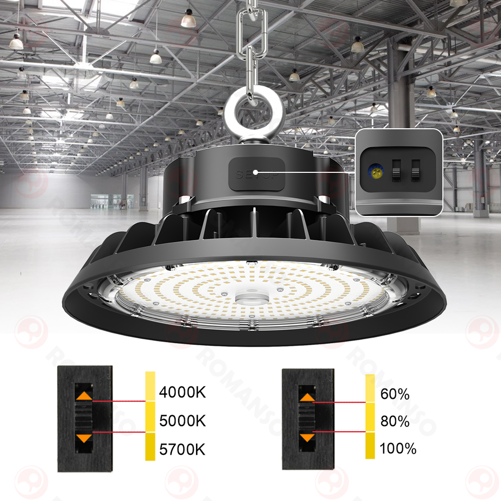 Stock In USA EU Canada IP65 UL ETL Multiple Power CCT Selection 150W Warehouse UFO Led High Bay Light