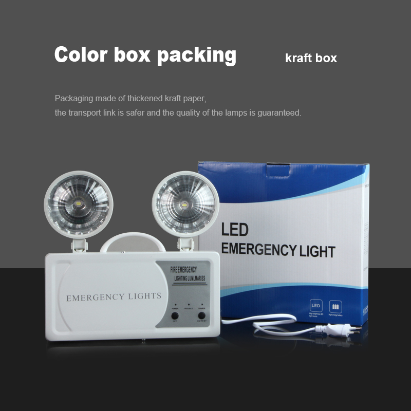 Wall Mounted Automatic Twin Head Exit Light Fixture Two Lamp Fire Battery Backup Rechargeable Led Emergency Light for Hotel