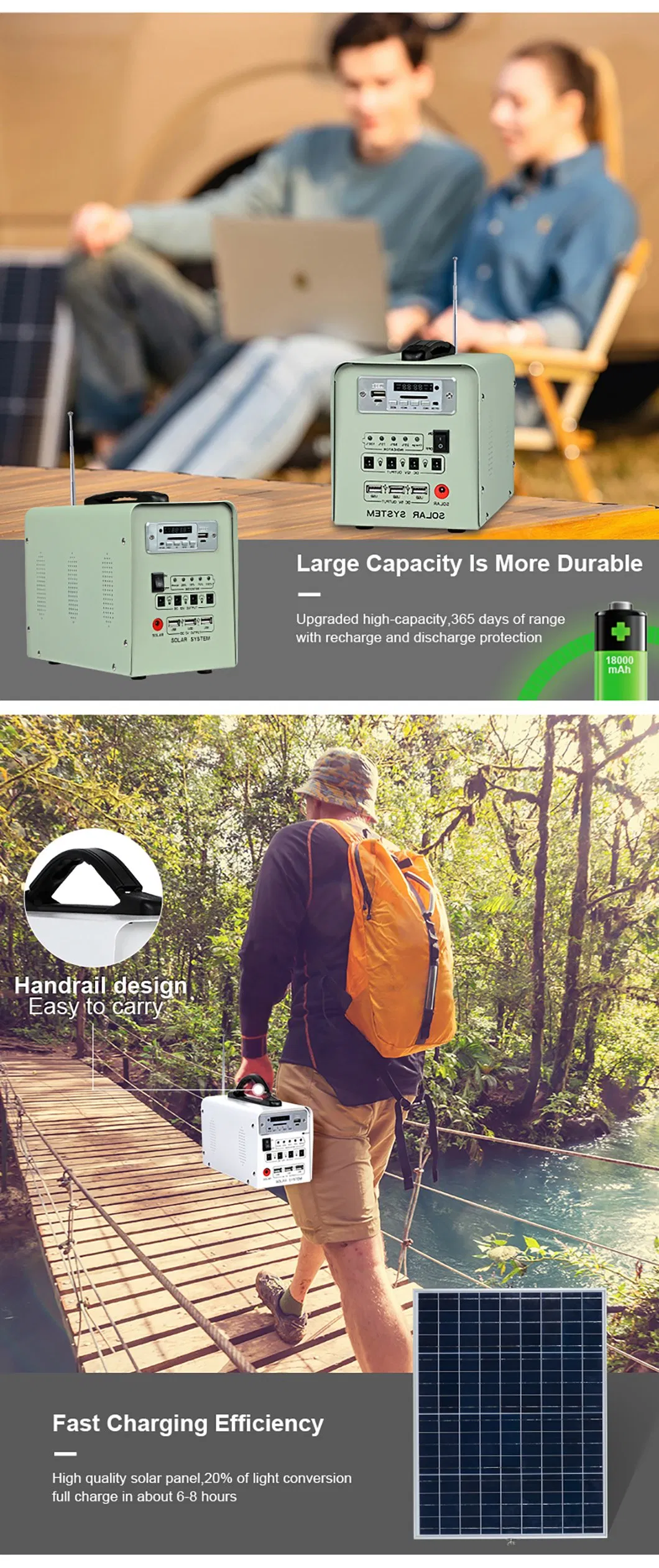Efficient 30W Portable Solar Lighting System for Outdoor Adventures