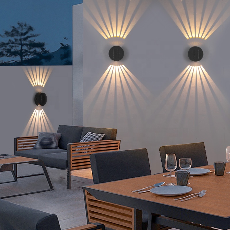 Modern Outdoor Waterproof Wall Lights Up Down Solar Power Led Fence Wall Mount Lights