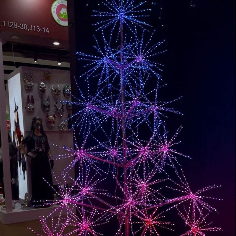 Outdoor LED Christmas Decoration 12V RGB Fireworks Tree Motif Landscape Lighting for Street