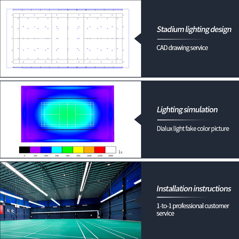 Good Indoor LED Badminton Court Lamp Padel Badminton Court Light Anti-Glare Badminton Arena Pickleball Court Light for Gym
