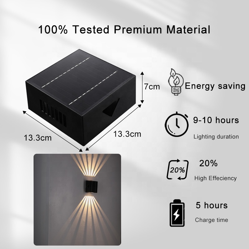 Modern Outdoor Waterproof Wall Lights Up Down Solar Power Led Fence Wall Mount Lights