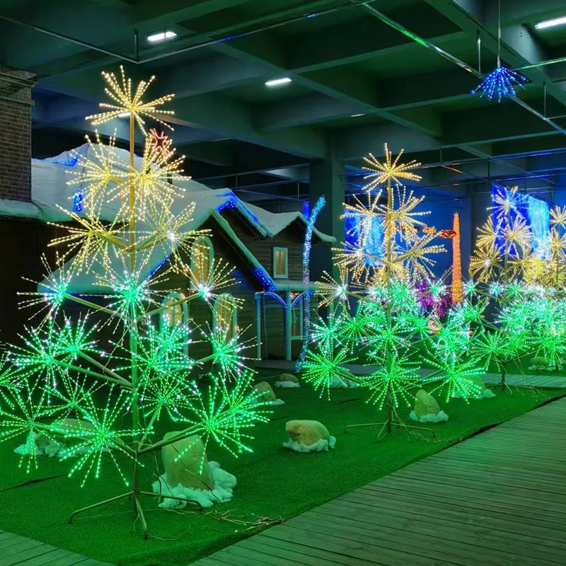 Outdoor LED Christmas Decoration 12V RGB Fireworks Tree Motif Landscape Lighting for Street