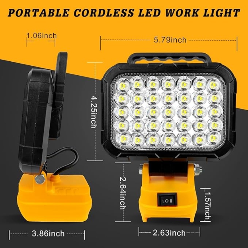 XINSITE 18V Li-ion LED Work Light ABS Outdoor Flood Light Flashlight Waterproof Camping Emergency Lighting Solutions Adjustable