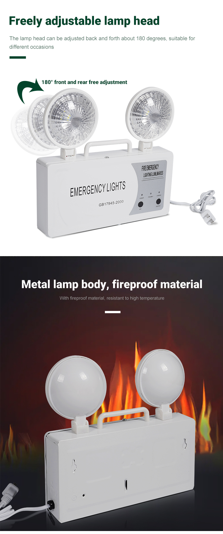 Emergency Exit Sign Lights Rechargeable Double Head Lighting Emergency Integrated Led Emergency Exit Sign Light