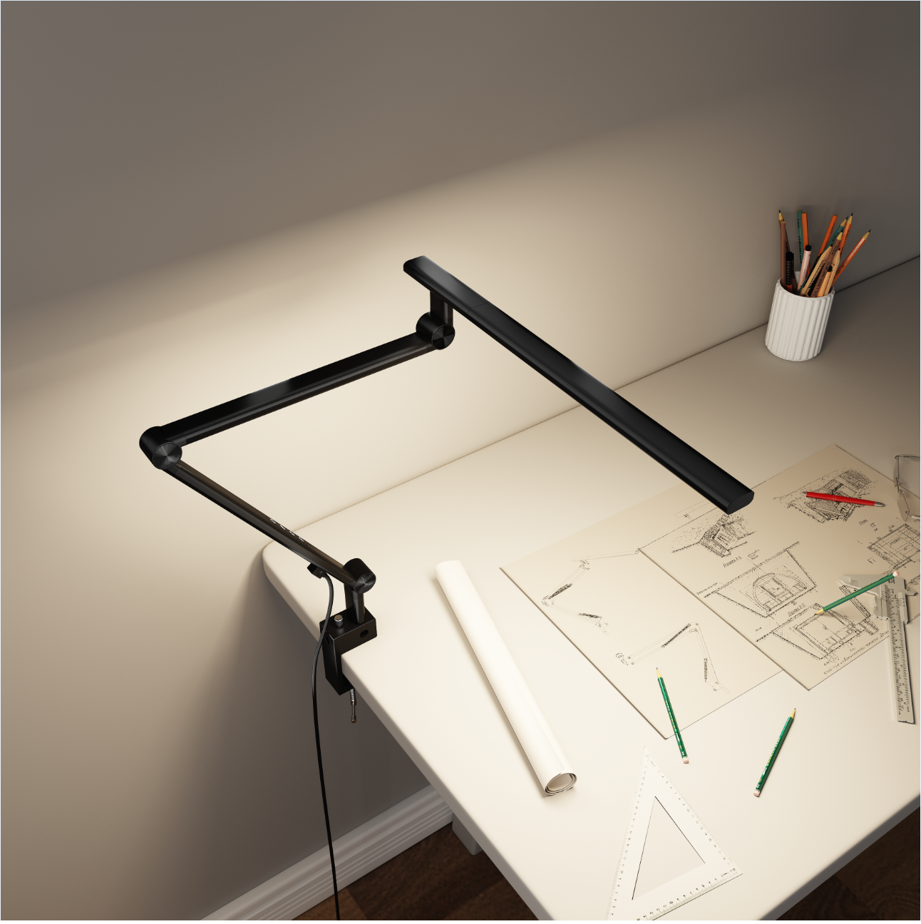Aluminium Contemporary Touch/Remote Dimmable Colour-Adjustable AC E26 Reading Lighting Foldable Dual-Light Desk Memory/Timer