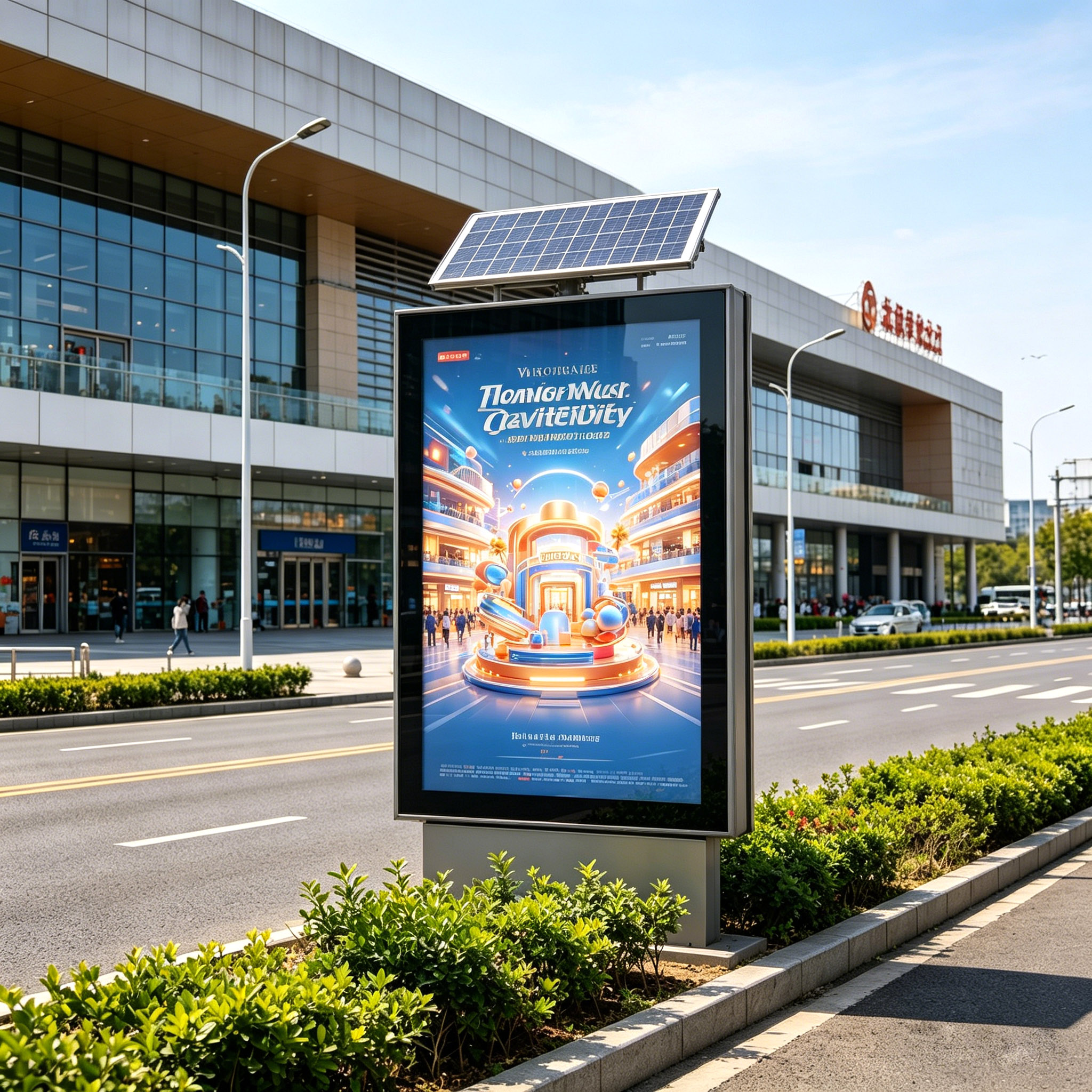 Solar Light Box Custom Outdoor Advertising Solar Rolling Light Box Waterproof Vertical Advertising Light Box Board Solar Power