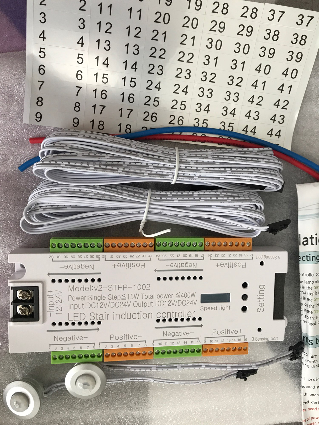 Grilight Automatic 20 Led Strips Smart Stair Lighting Controller System with Motion Sensor PIR 400W Max Load 32 Steps Control