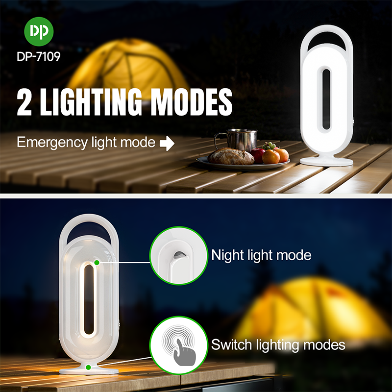 SMD LED Rechargeable Ring Emergency Light Camping Light Night Light Touch Switch Solar Charging with Handle