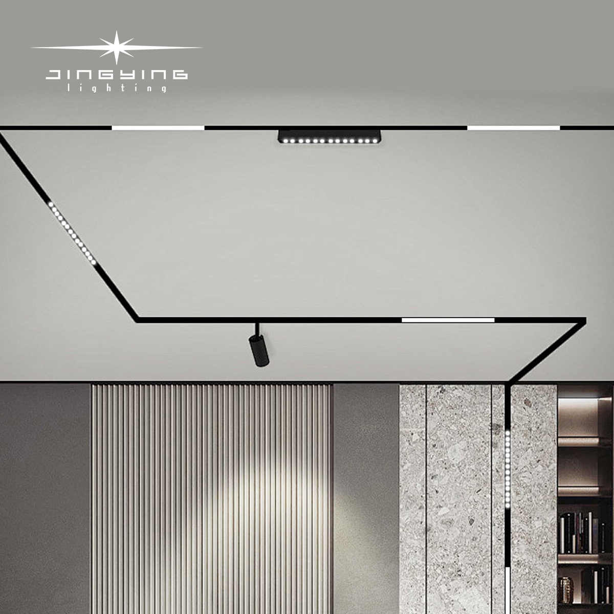 Modern COB LED Aluminum Magnetic Track Light Grill Light with High CRI 90 and 3000-6000K Color Temperature for Hotel