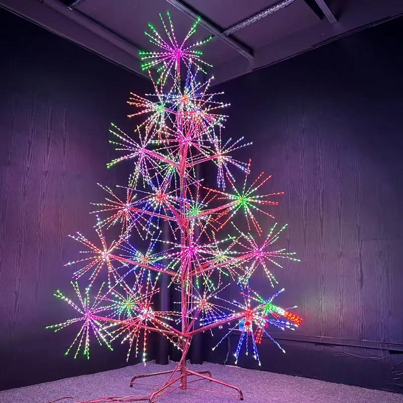 Outdoor LED Christmas Decoration 12V RGB Fireworks Tree Motif Landscape Lighting for Street