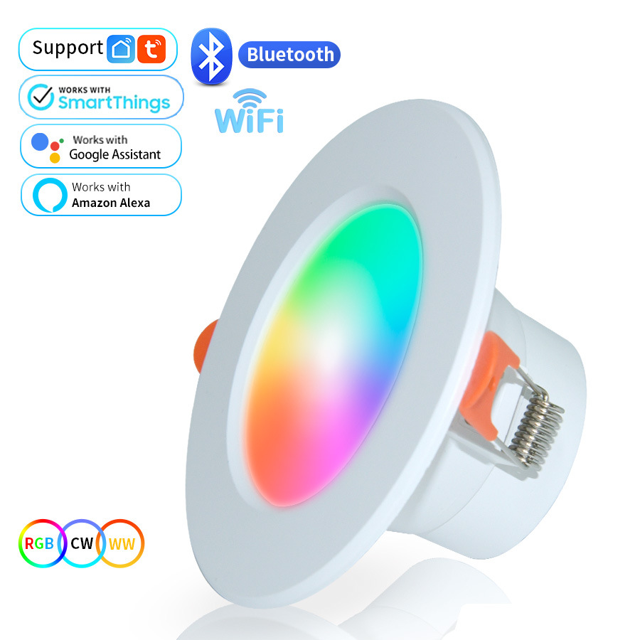 2025 New Tuya APP or Smart Life APP Supproted Smart RGB Downlight with Mulit-scene and RGBW Light Dimming and Color Changeable