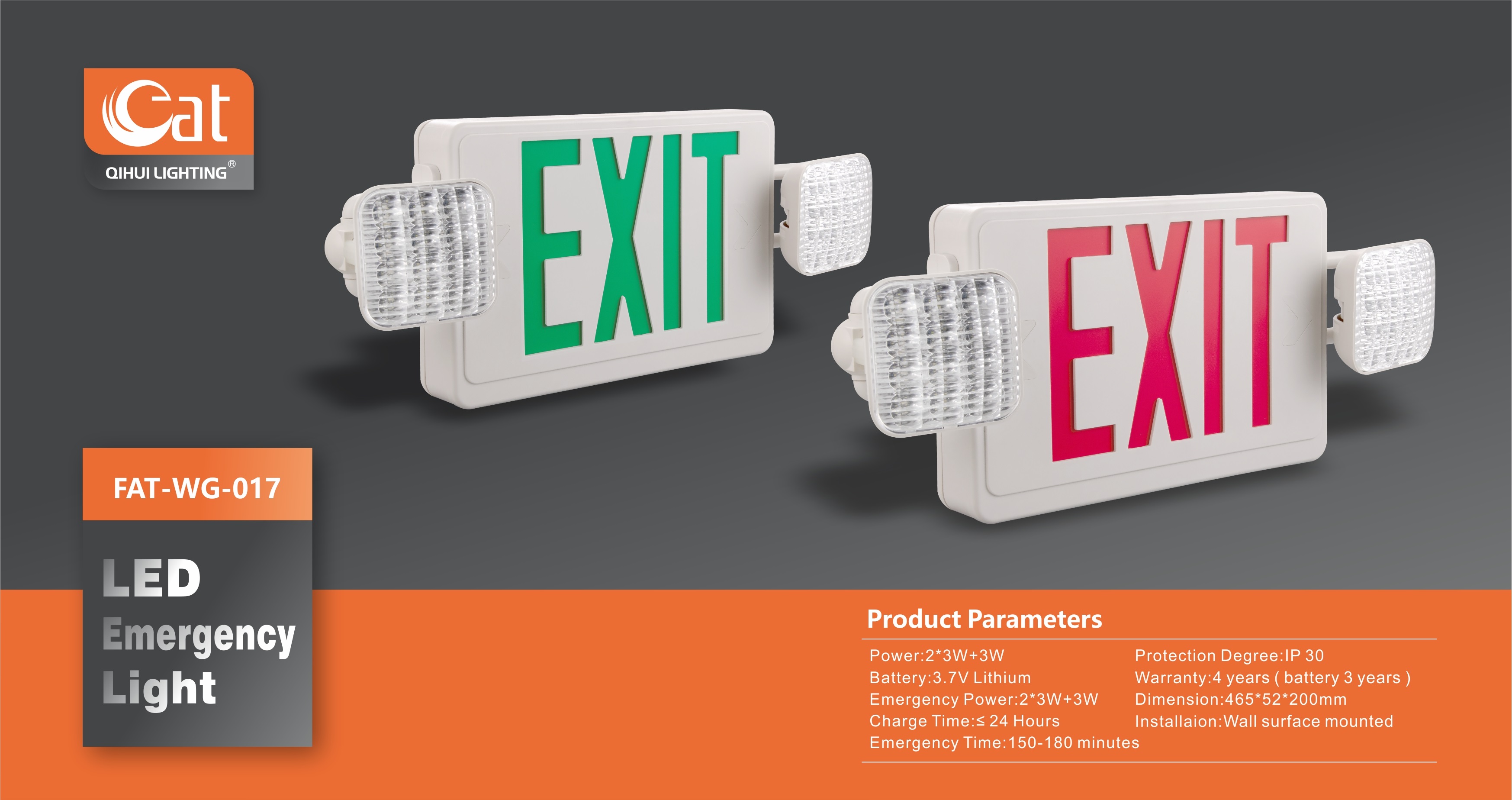 Various Styles of LED Emergency Lights High-Brightness Emergency Lighting with a 3-Year Warranty for Emergency Stations