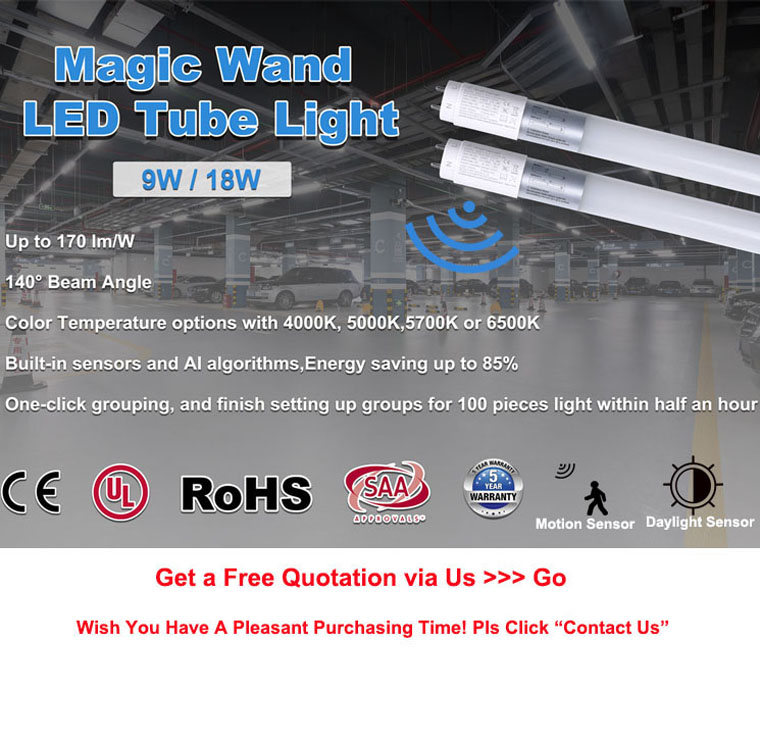 Commercial Smart Hospital 4ft Lighting System Tube8 LED Dimmable Built-in Lamps Motion Daylight Sensor PC Body Emergency Pir