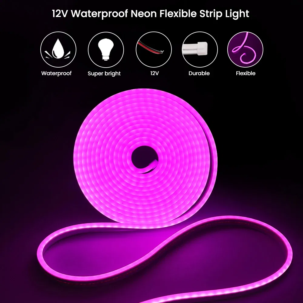Flexible RGB LED Neon Strip Lighting with 12 Colors for Decorative Ambiance